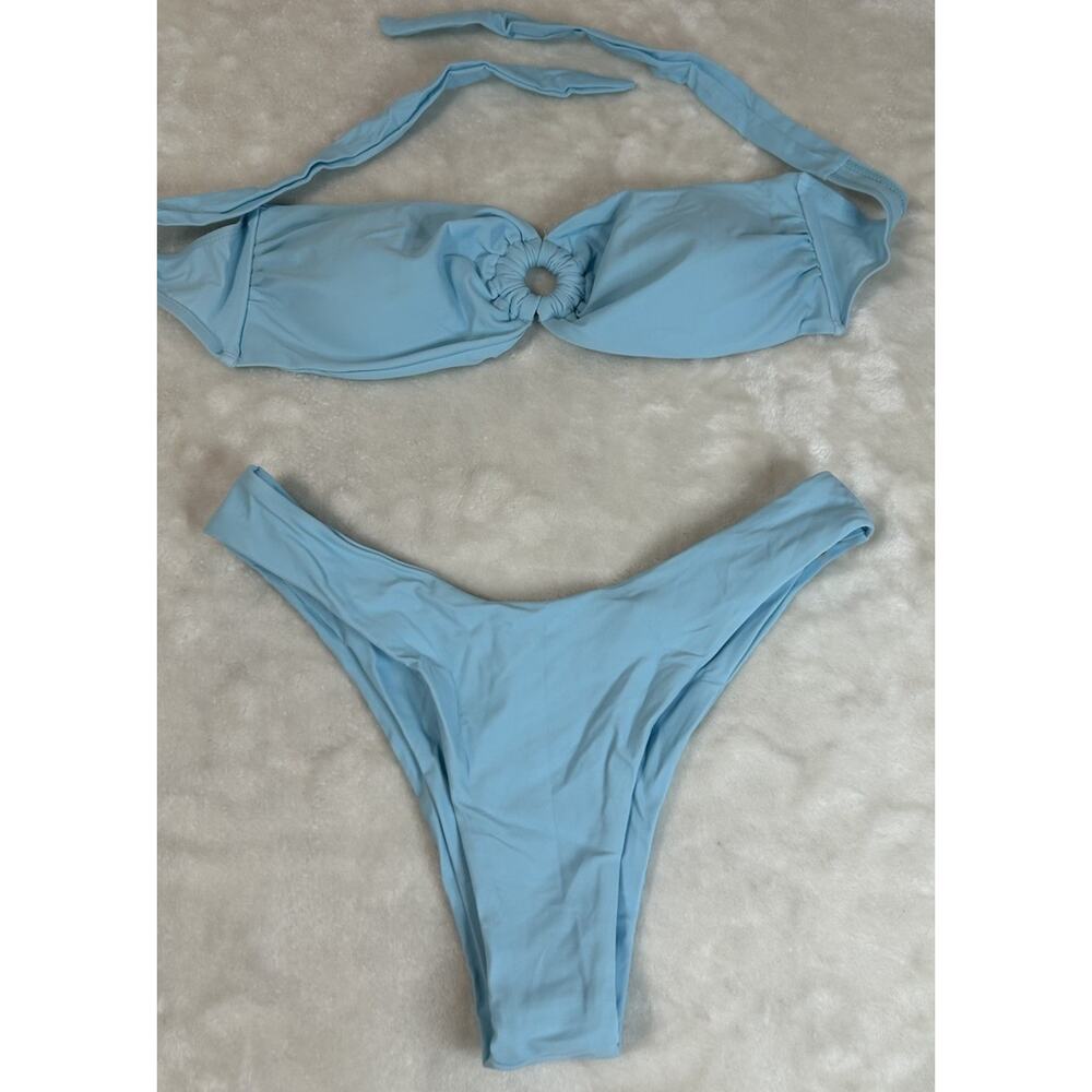 Zaful Women’s Blue Tie Back Strapless Bikini Padded 2-Piece Size 6 NWOT #3161